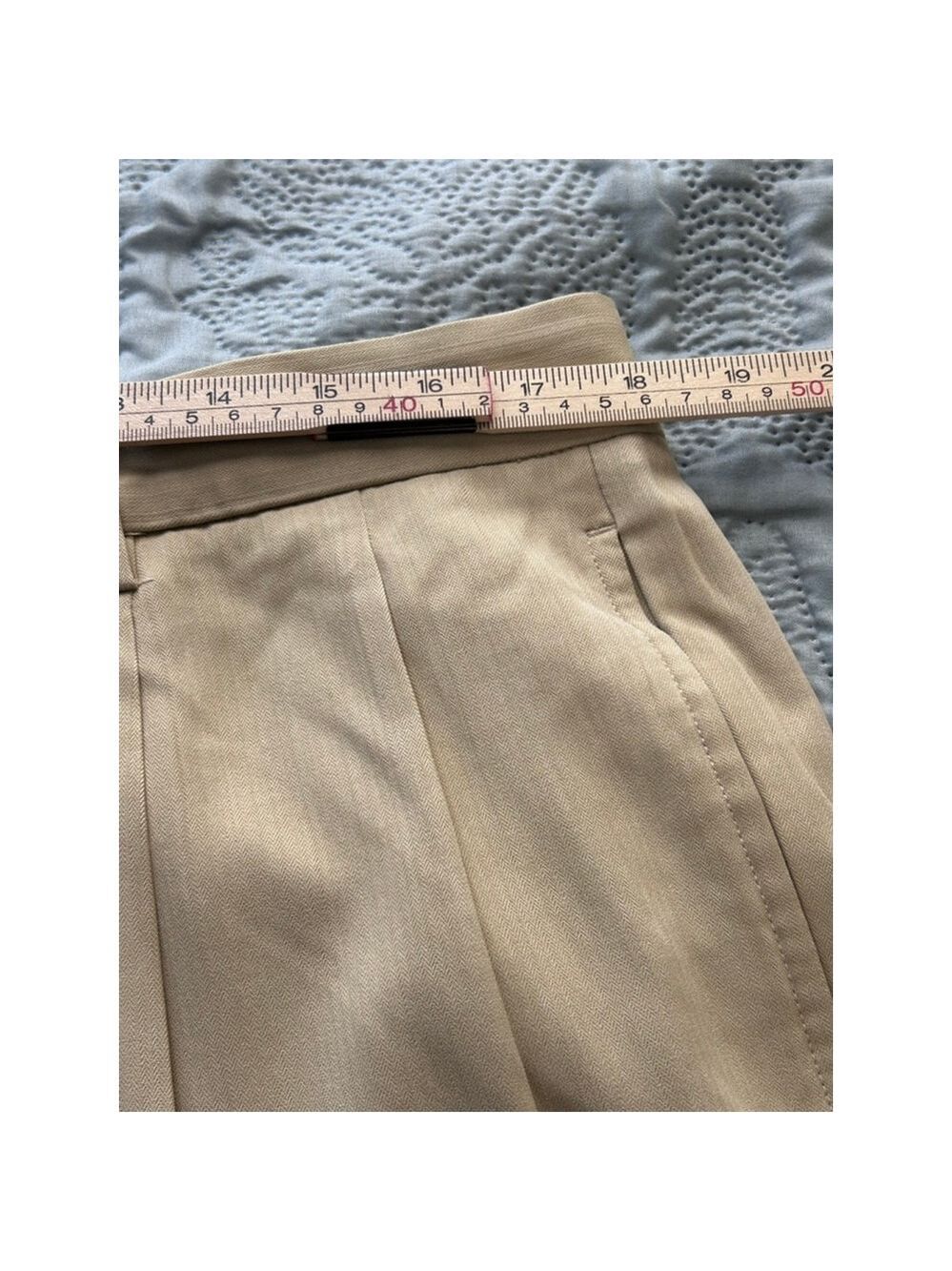 Tommy Bahama 100% Silk Pleated Dress Pants Beige 36 Herringbone - Picture 8 of 10